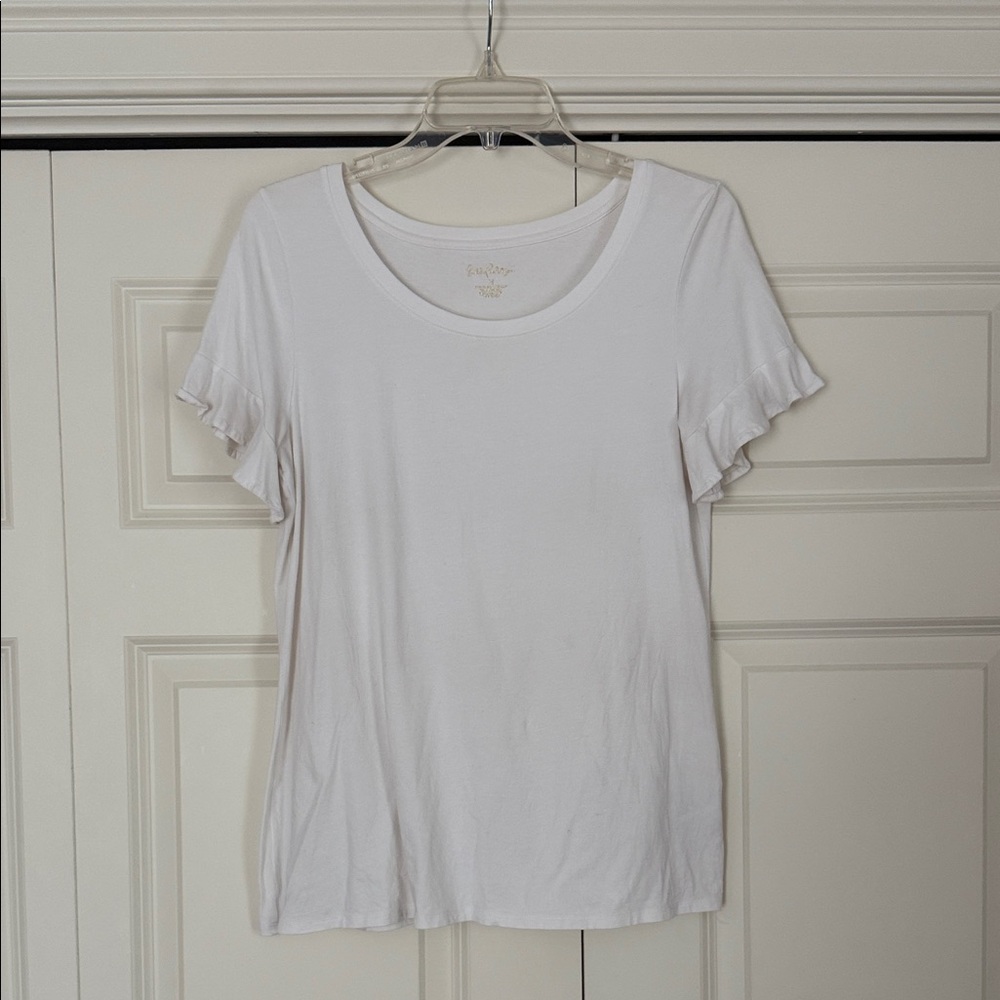 Lilly Pulitzer White Short Sleeve Ruffle Top